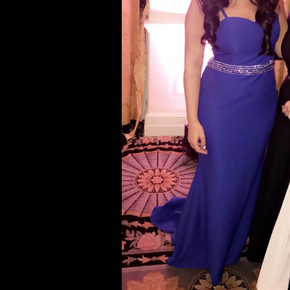 Royal Blue Long Dress Gown with train